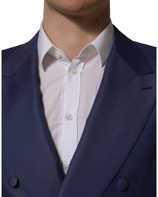 Dolce & Gabbana Blue Wool Double Breasted Men Blazer Jacket for men
