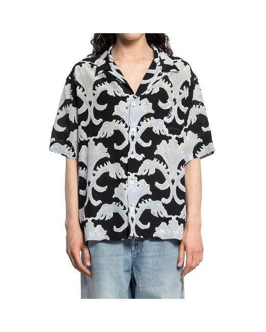Valentino Black Metamorphos Wall Print Bowling Shirt for men