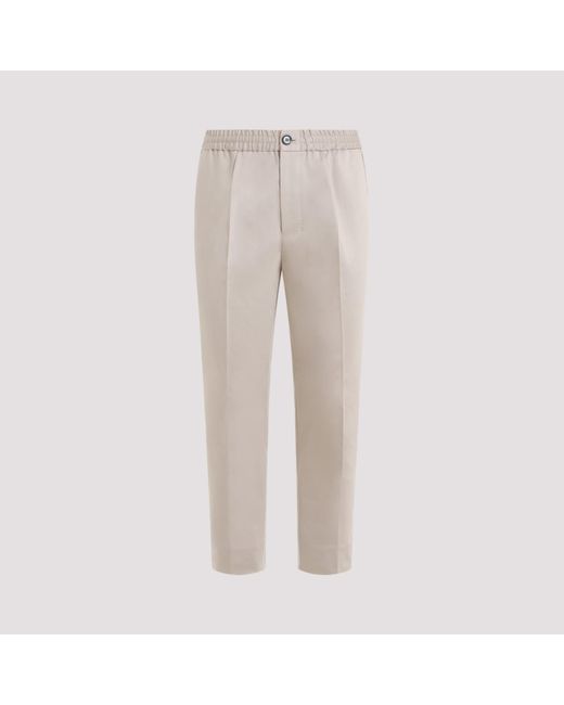 AMI Natural Light Beige Elasticated Waist Cotton Pants for men