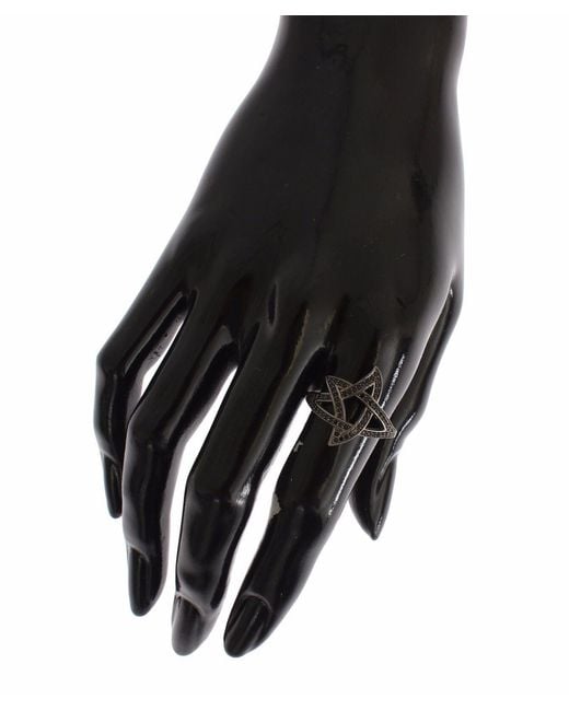 Nialaya Black Cz Rhodium 925 Silver S Ring