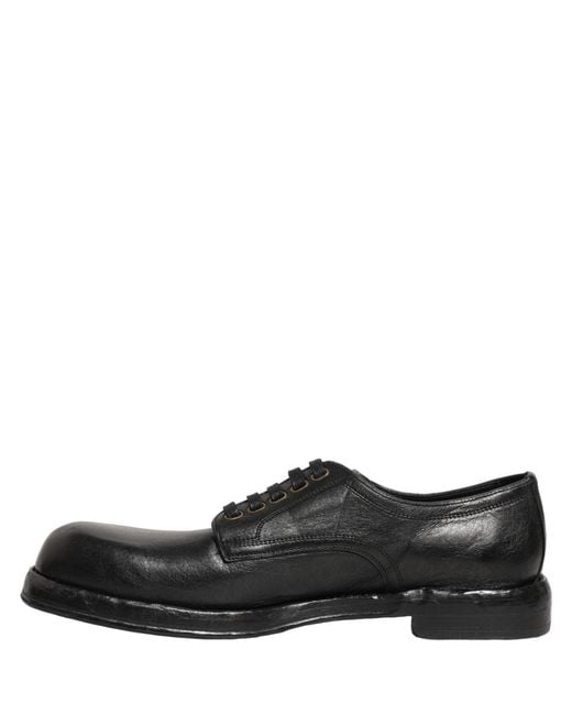 Dolce & Gabbana Black Leather Lace Up Derby Dress Men Shoes for men