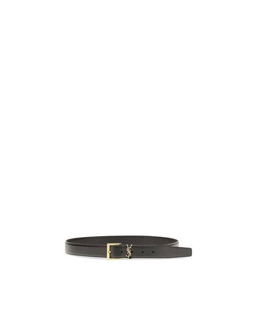 Saint Laurent Black Calf Leather Bos Taurus Regular Belt for men