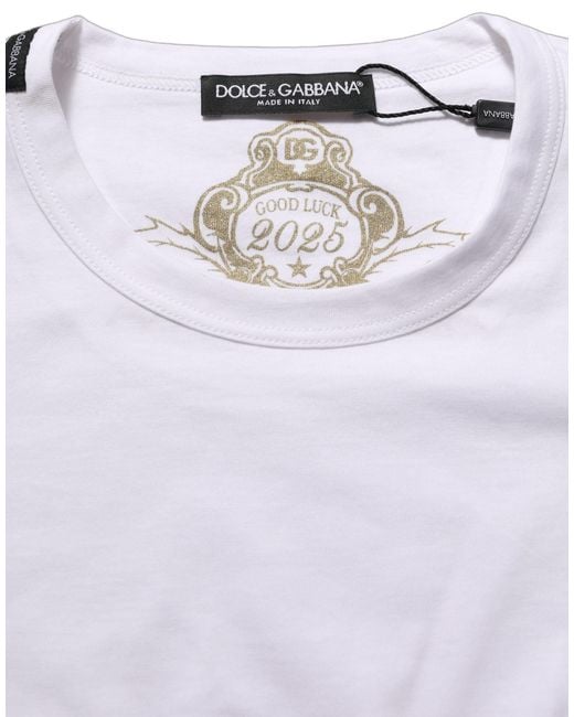 Dolce & Gabbana Blue White Cotton Crew Neck Short Sleeves T
