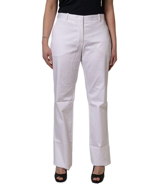 Gianfranco Ferré Gray White Mid Waist Straight Chino Trouser Pants