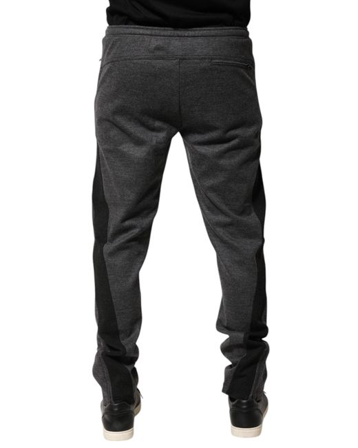 Dolce & Gabbana Gray Black Wool Blend Jogger Sweatpants Pants for men