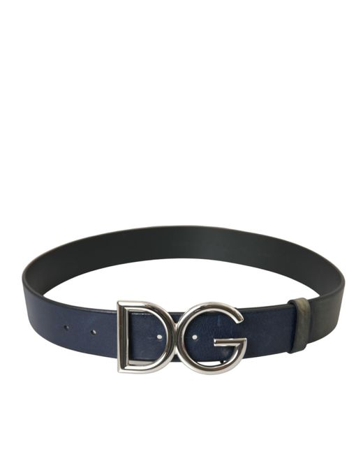 Dolce & Gabbana Black Leather Metal Logo Buckle Belt for men