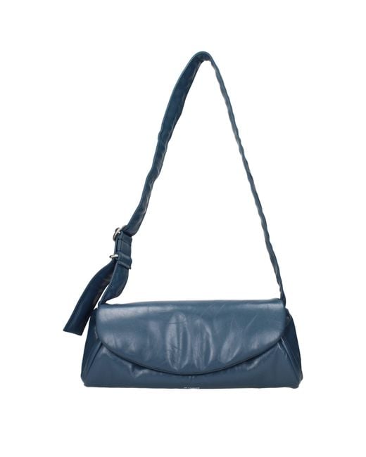 Jil Sander Blue Cannolo Shoulder Bag Leather/Aviation