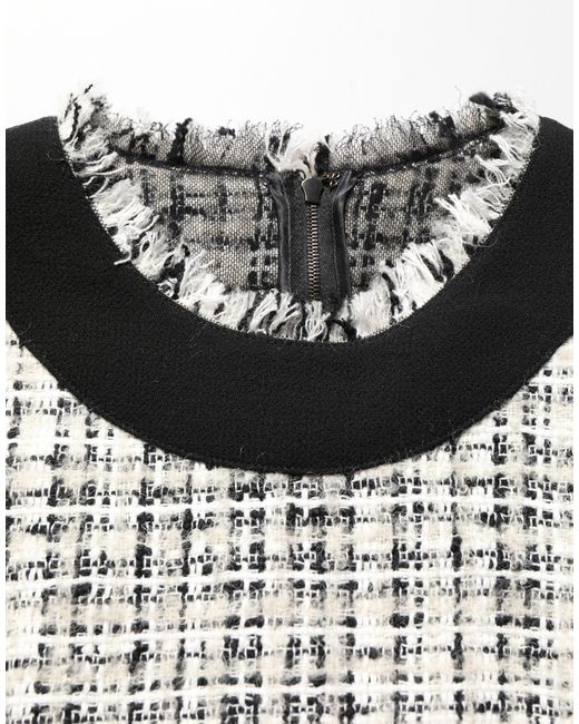 Dolce & Gabbana Gray Black White Tweed Sheath A