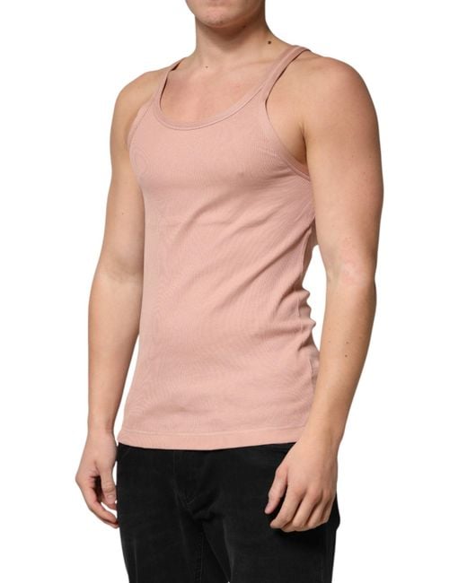 Dolce & Gabbana Multicolor Pink Sleeveless Round Neck Tank Top T for men
