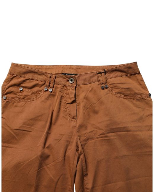 Plein Sud Brown Cotton Mid Waist Skinny Chino Pants