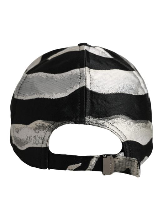 Dolce & Gabbana Men Black Silver Zebra Pattern Baseball Cap Hat for men