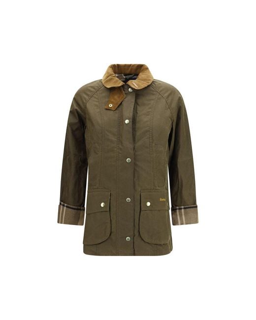 Barbour Green Bicolor Cotton Shell Jacket