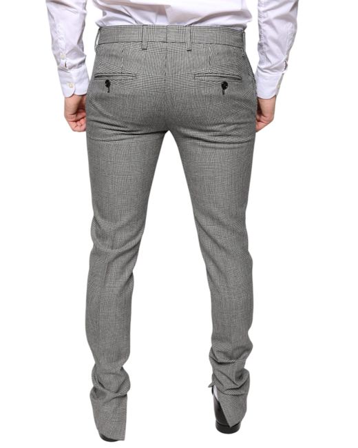 Dolce & Gabbana Gray Check Tartan Wool Skinny Pants for men