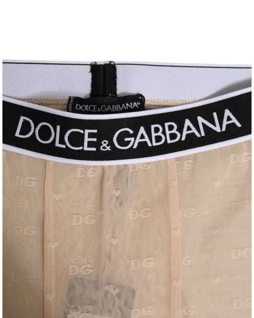 Dolce & Gabbana Natural Nylon Logo Lace Leggings Pants Underwear Elastane