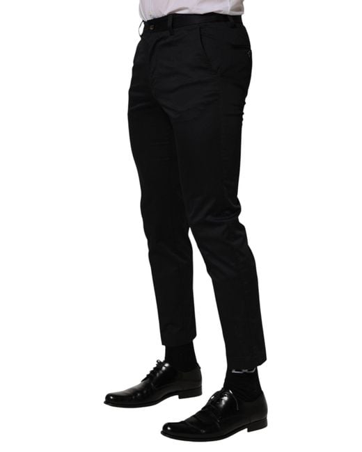 Dolce & Gabbana Black Dark Cotton Skinny Dress Trouser Pants Elastane for men