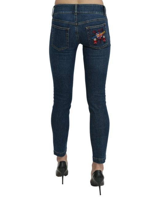 Dolce & Gabbana Blue Slim Fit Cropped Mid Waist Denim Jeans