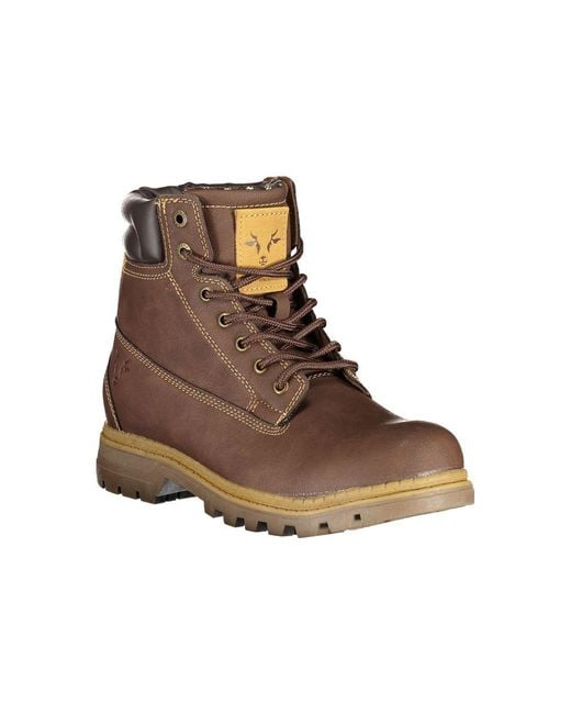 Carrera Brown Elegant Lace-Up Boots With Contrast Details