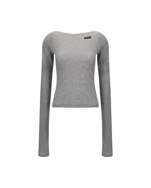 Miu Miu Gray Long Sleeve Top