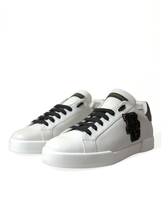 Dolce & Gabbana Multicolor White Black Patch Portofino Sneakers Shoes for men