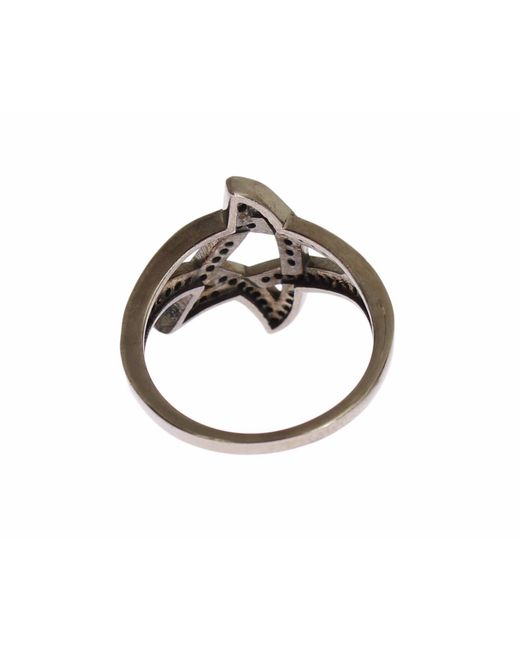 Nialaya Black Cz Rhodium 925 Silver S Ring