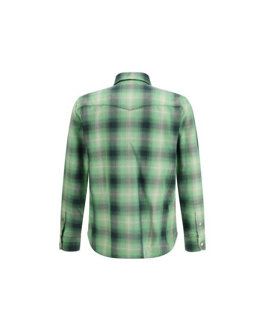 Tom Ford Green Bicolor Cotton Pattern Shirt for men