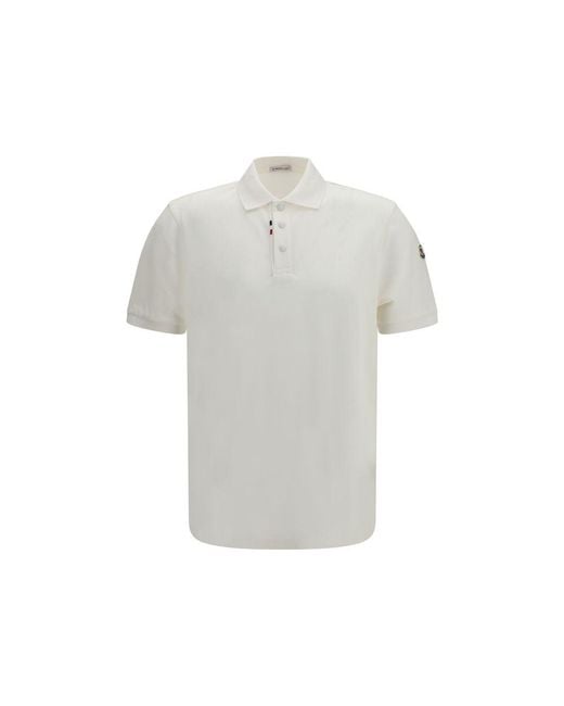 Moncler Gray White Cotton Polo Shirt for men