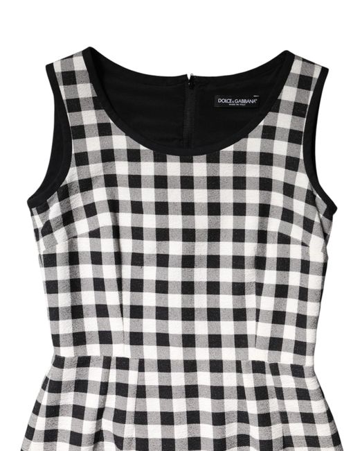 Dolce & Gabbana White Black Checkered Sleeveless Sheath Dress for men