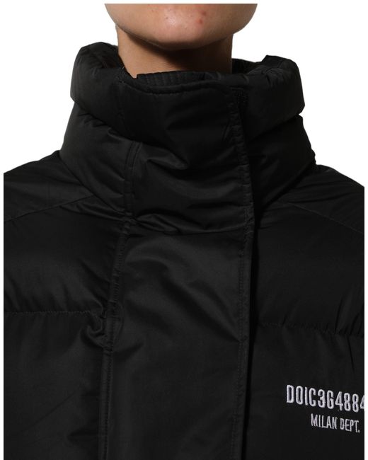 Dolce & Gabbana Black Dgvib3 Embroidered Padded Puffer Jacket Polyester Clothing