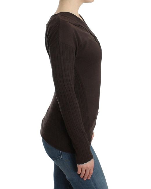 Roberto Cavalli Black Chic Keyhole Virgin Wool Sweater