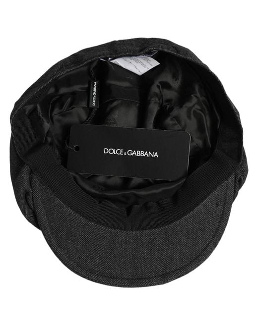 Dolce & Gabbana Men Black Cotton Flat Cloth Newsboy Cap Hat for men