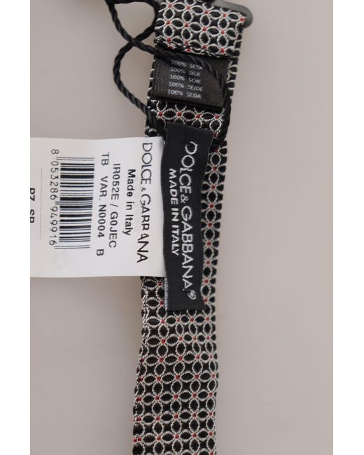 Dolce & Gabbana Black White Flower Pattern Silk Neck Papillon Tie for men