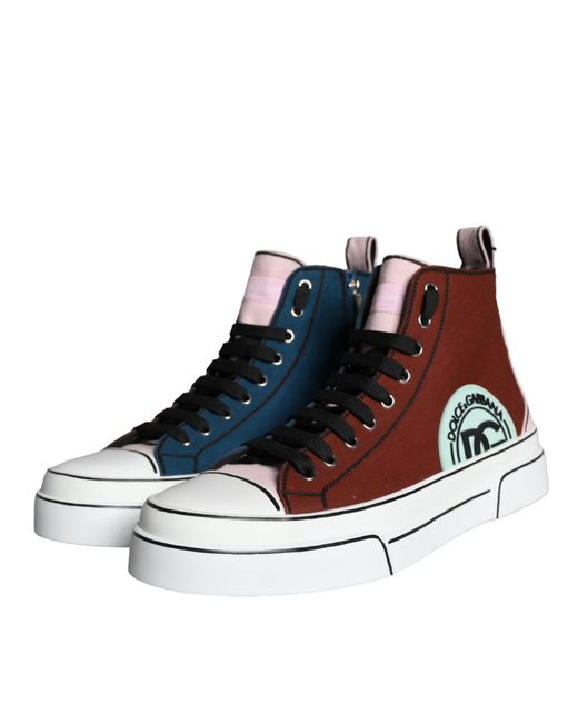 Dolce & Gabbana Brown Patchwork High Top Sneaker Shoes for men