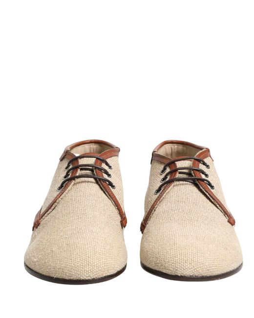 Dolce & Gabbana Brown Beige Canvas Lace for men