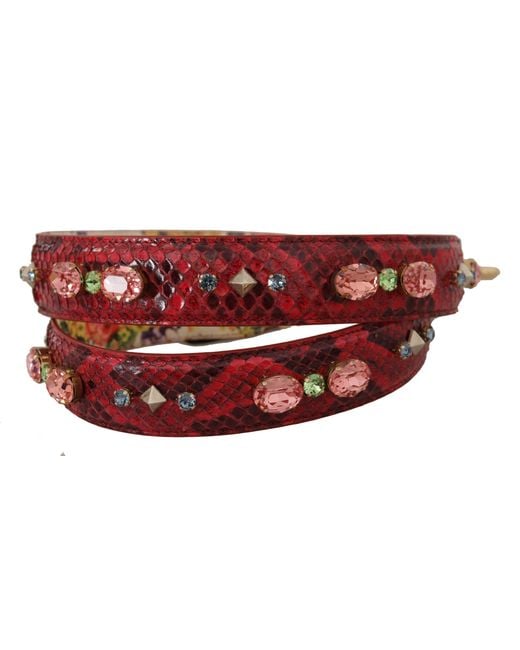 Dolce & Gabbana Black Exotic Leather Crystals Reversible Shoulder Strap