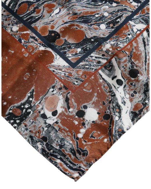 Dolce & Gabbana Metallic Marble Silk Square Foulard Scarf for men