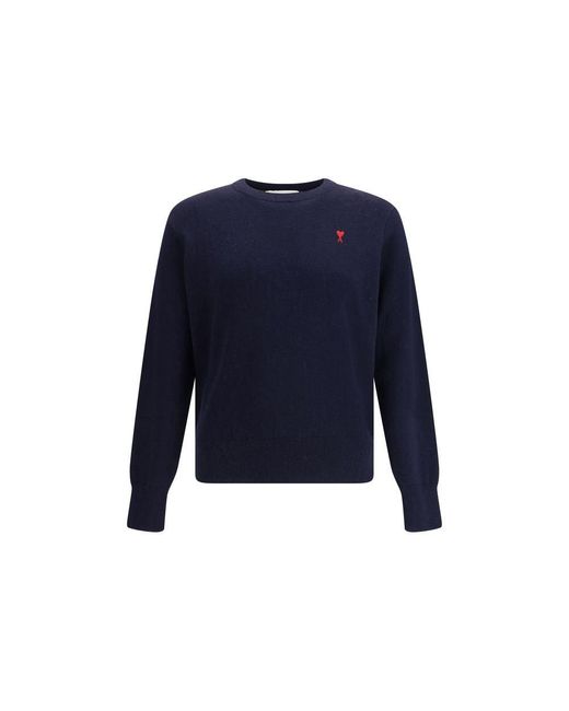 AMI Blue Pull Col Rond Ami De Coeur for men