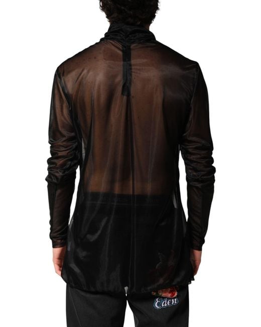 Dolce & Gabbana Black Sheer Long Sleeves Turtleneck Top for men