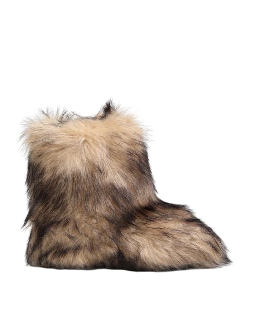Dolce & Gabbana Brown Faux Skim Ski Fur Men Short Boots Shoes for men