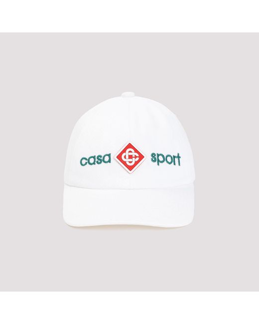 Casablancabrand White Cotton Baseball Logo Cap for men
