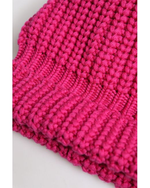 Dolce & Gabbana Red Solid Wool Knitted Winter Beanie Hat for men