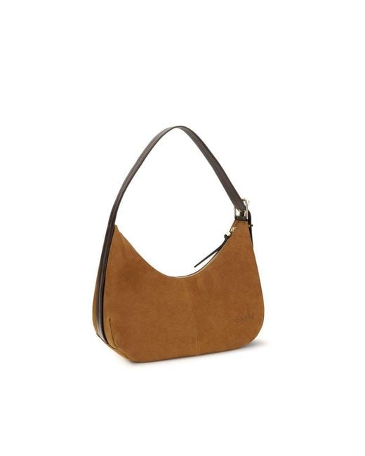 Ganni Brown Recycled Polyester Shoulder Bag