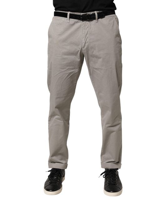 Jeckerson Gray Cotton Stretch Tapered Fit Men Chino Trouser Pants for men