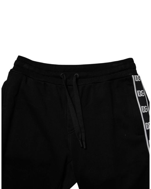 Dolce & Gabbana Black Cotton Blend Cropped Sweatpants Pants for men