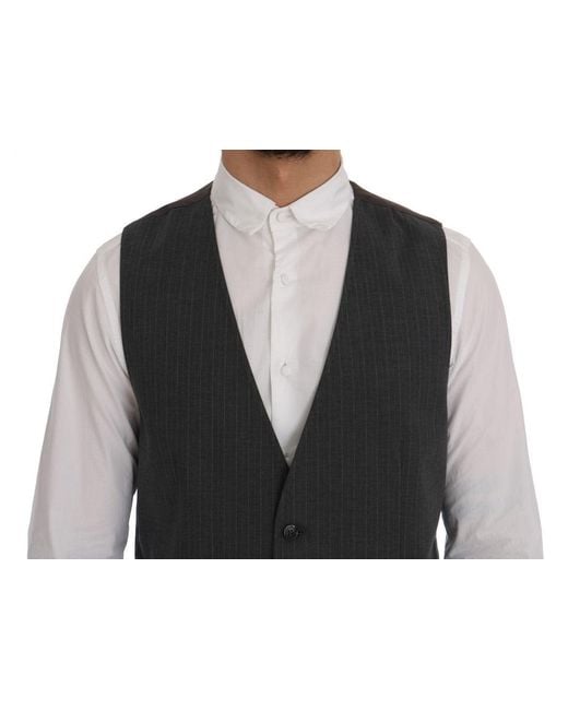 Dolce & Gabbana Black Staff Cotton Striped Vest for men