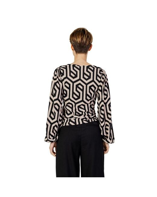 Jacqueline De Yong Black Beige Polyester Blouse