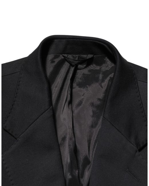 Dolce & Gabbana Black Dark Blue Cotton Men Jacket Coat Blazer Suit for men