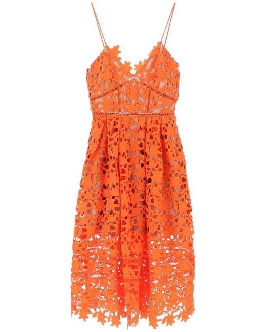 Self-Portrait Orange Self Portrait Azaelea Floral Lace Midi Dress
