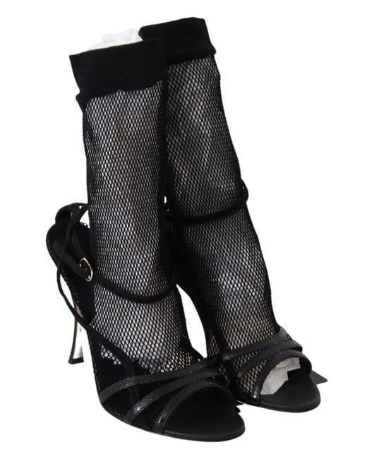 Dolce & Gabbana Black Suede Short Boots Sandals Shoes
