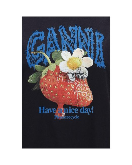 Ganni Blue Black Cotton T