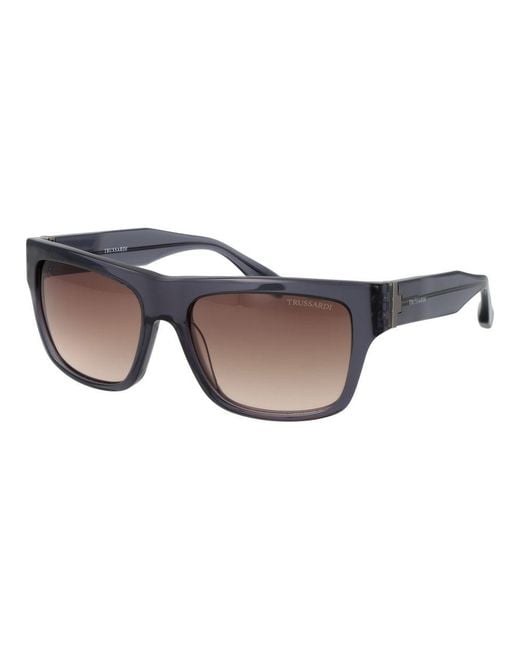 Trussardi Blue Gray Acetate Sunglasses for men